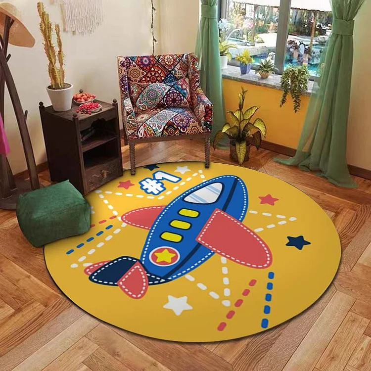 Cartoon Animals Cats Printed Round Rugs for Kid Play Mats Boy&girl Room Decora Area Mats for Bedroom Chair Mat Carpet Livingroom