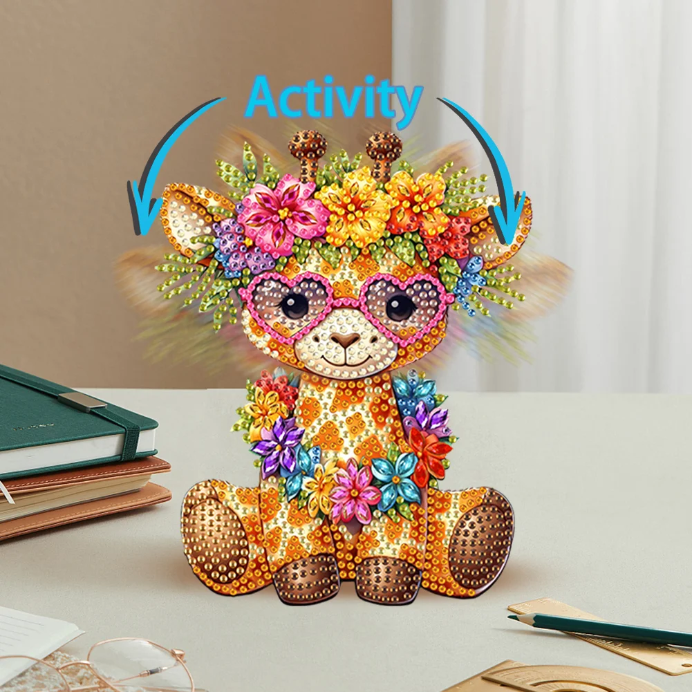 5D DIY Acrylic Animal Deer Shaking Head Diamond Painting Desktop Decorations 