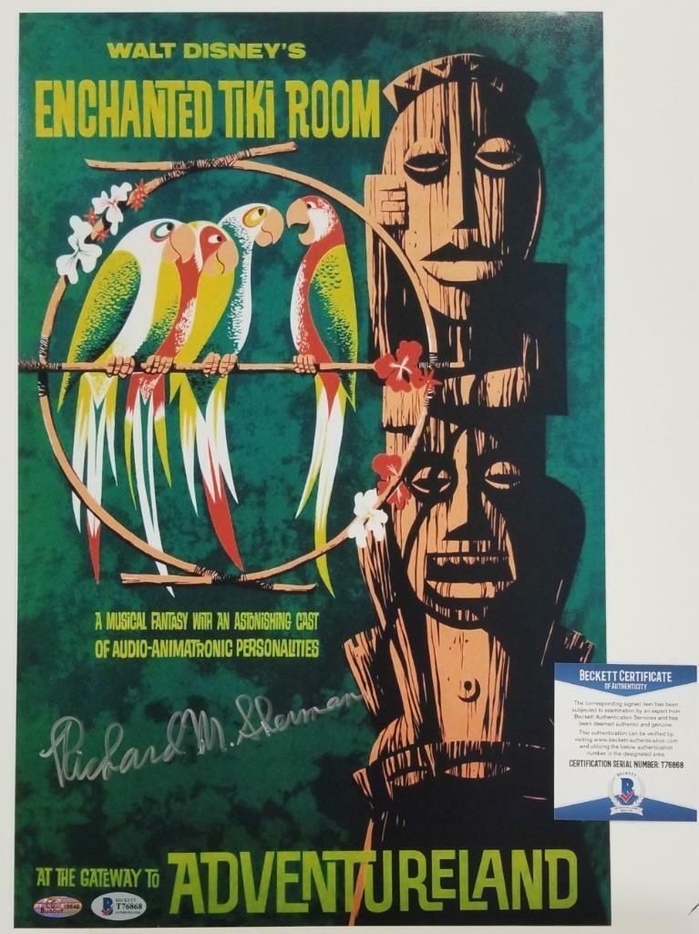 Songwriter Richard Sherman signed Tiki Room 11x17 Photo Poster painting (A) ~ Beckett BAS COA