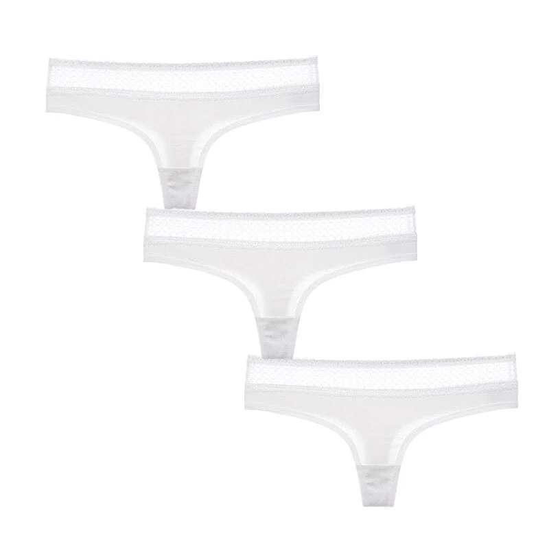 3Pcs/Lot Women G-String Cotton Thongs Solid Sexy Panties Lace Underwear Female T-back Underpants Girls Bikini Panty Thongs 2020