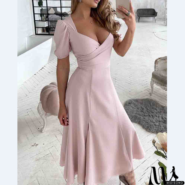 MidiSono - Fashion Short Sleeve Split Dress