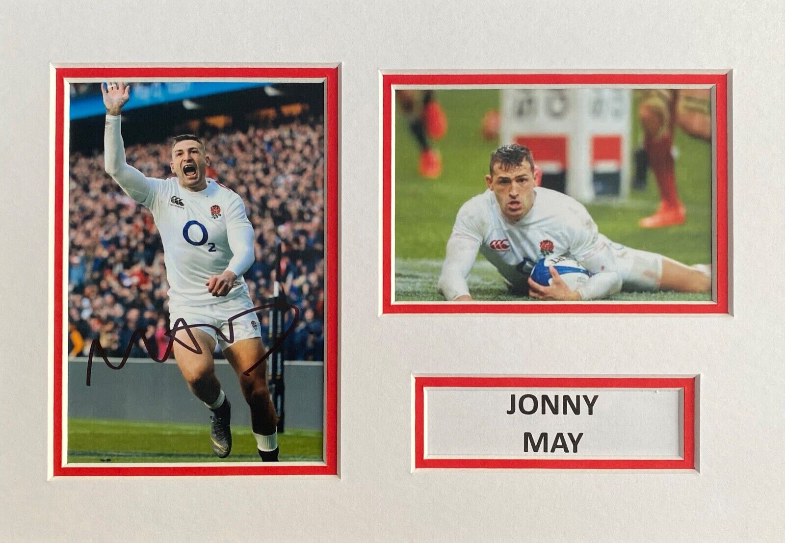 JONNY MAY SIGNED A4 Photo Poster painting MOUNT DISPLAY RUGBY AUTOGRAPH ENGLAND