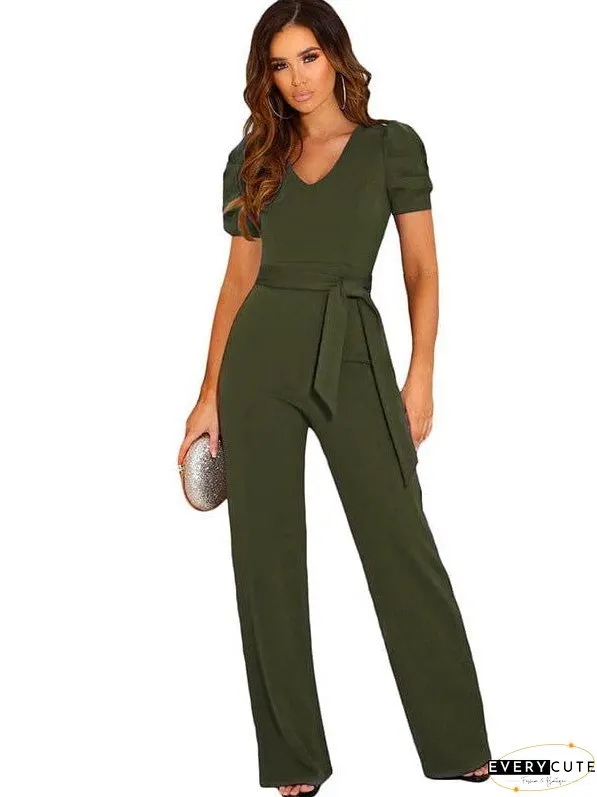Chic V-neck Short-sleeved Jumpsuit