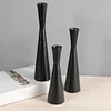Simple 3PCS Black Golden Candle Holders Set Home Event Table Decor Prop