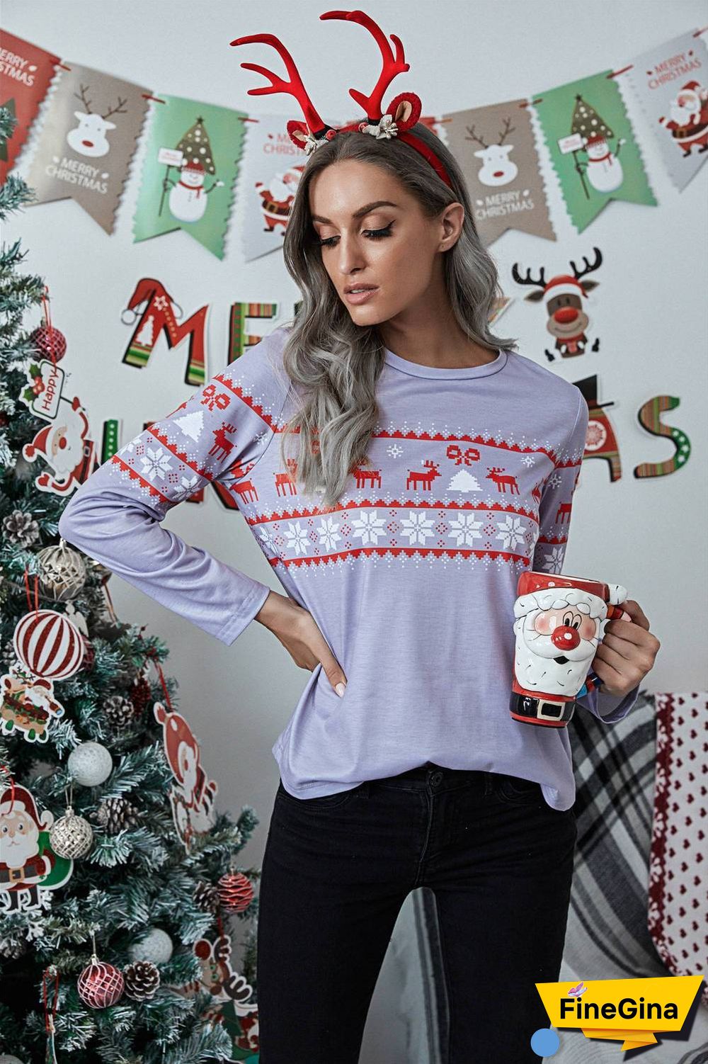 Casual Pullover Round Neck Printed Top