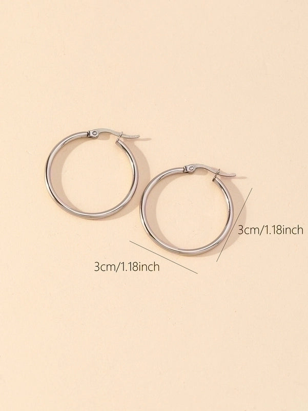 1 Pair Y2k Lady Artistic Solid Color Stainless Steel Hoop Earrings