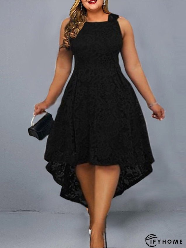Plus Size Party Dress Lace Dress Cocktail Dress Solid Color Long Dress Maxi Dress Sleeveless Lace Plus High Low Crew Neck Modern Party Black Wine Spring Summer L XL XXL 3XL 4XL for Women | IFYHOME