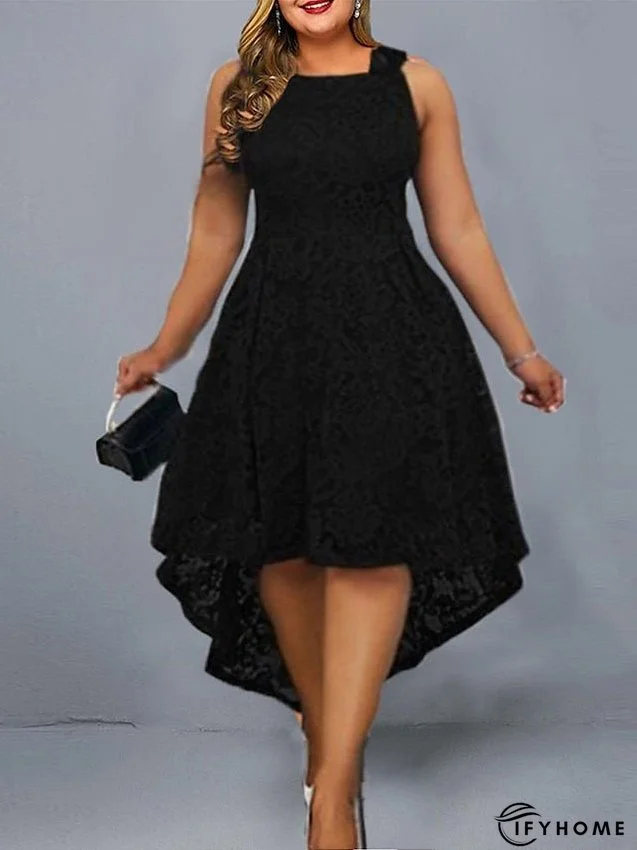 Plus Size Party Dress Lace Dress Cocktail Dress Solid Color Long Dress Maxi Dress Sleeveless Lace Plus High Low Crew Neck Modern Party Black Wine Spring Summer L XL XXL 3XL 4XL for Women | IFYHOME