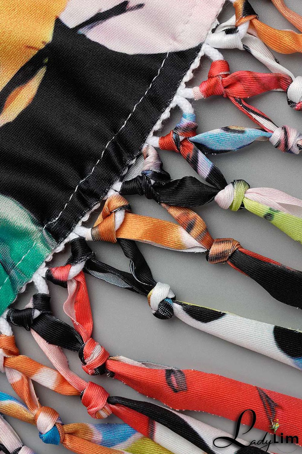 Pink Sexy Print Tassel Bandage Backless Halter One Step Skirt Dresses