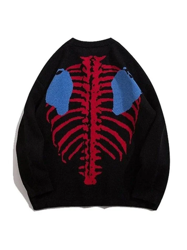 Aonga - Men's Back Skull Jacquard Sweater