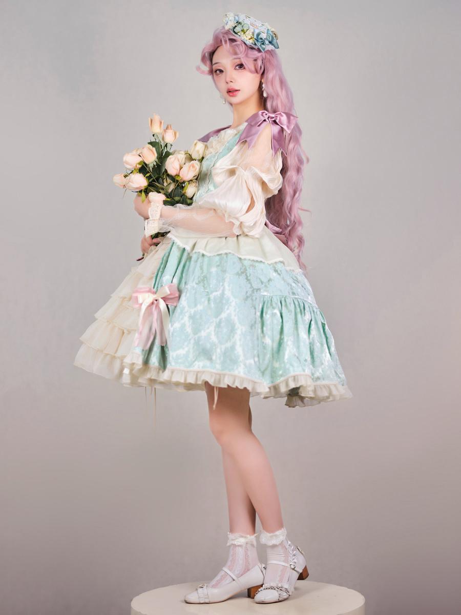 Sweet Bow Ruffles Jacquard Sleeveless Sweet Lolita