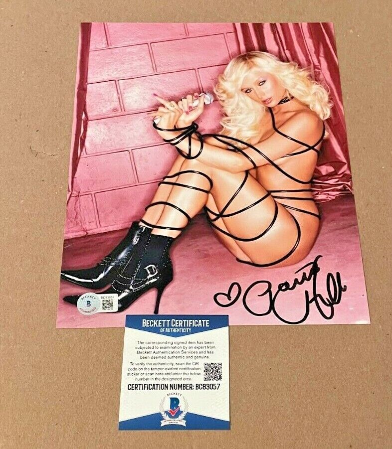 PARIS HILTON SIGNED SEXY 8X10 Photo Poster painting BECKETT CERTIFIED BAS #8