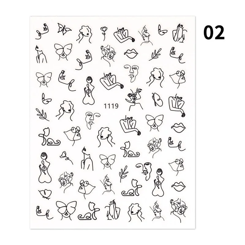 1PC Black White Milk Cow Pattern 3D Nail Stickers Geometrics Lines Leopard Milk Cows Decals Sliders Wraps DIY Decorarion