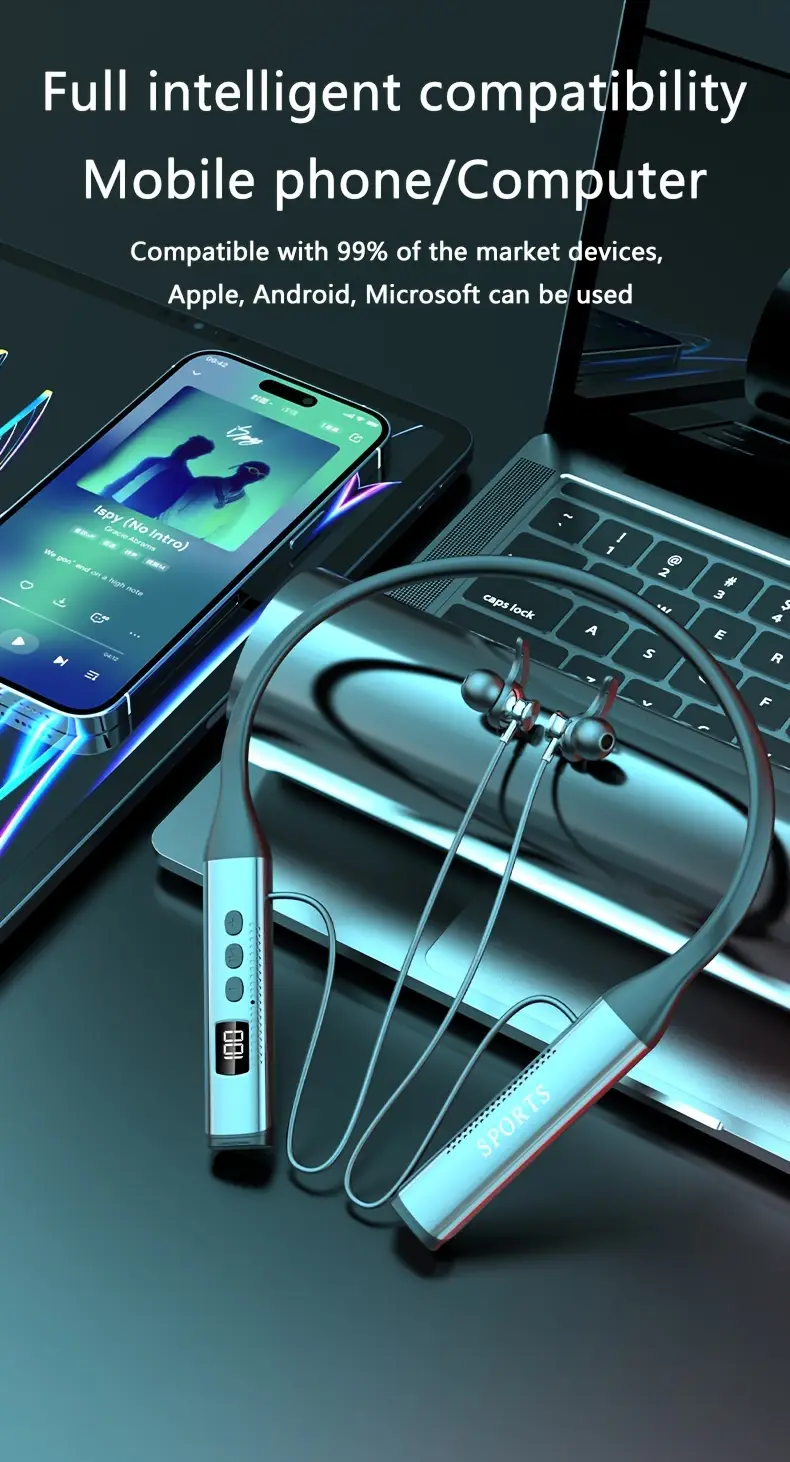 outdoor sports headphones new wireless earphones in 2025 hung on the neck neck hanging style suitable for exercise in ear type with ears the neck ring bent at will ultra long and large capacity battery suitable for running exercise calls music and games Product details 8