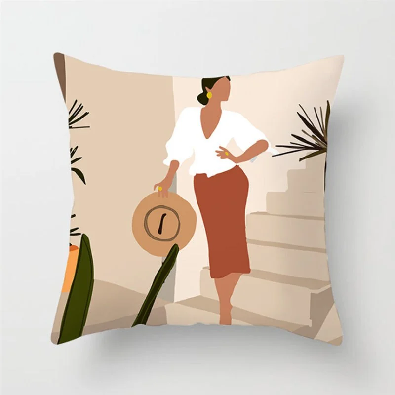 INS Nordic Morandi Cushion Cover Geometric Beauty Flower Art Pillow Cover Bed Car Office Decorative Pillowcase Modern Home Decor