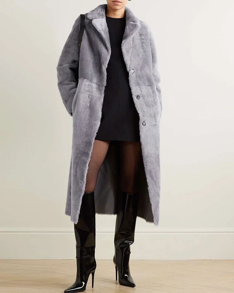  Belted shearling coat