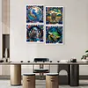4pcs Diamond Painting -DIY Round Drill Stained Glass Animal