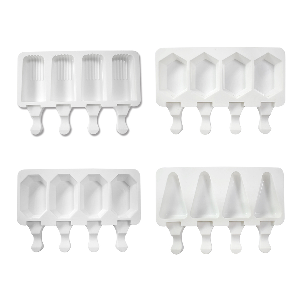 

4 Cavities Geometric Ice Cream Silicone Mold Chocolate Ice Sucker Moulds, Xg-36, 501 Original