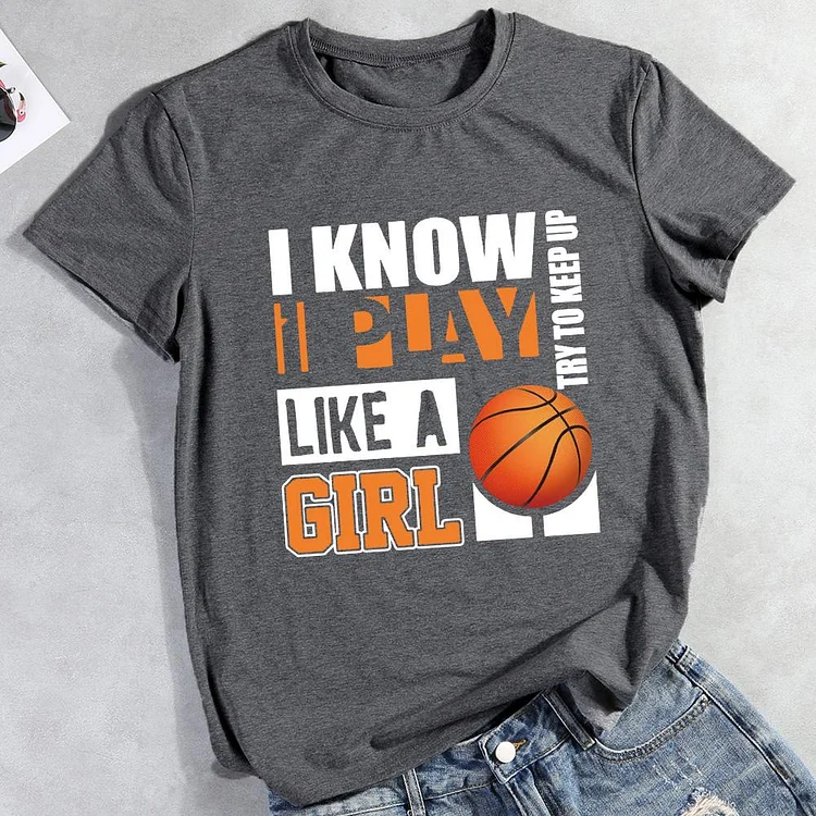 TRY AND KEEP UP Basketball  T-Shirt Tee -00941