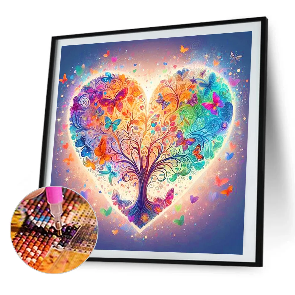 Partial AB Diamond Painting - Full Round Drill - Love Tree(Canvas|45*45cm)