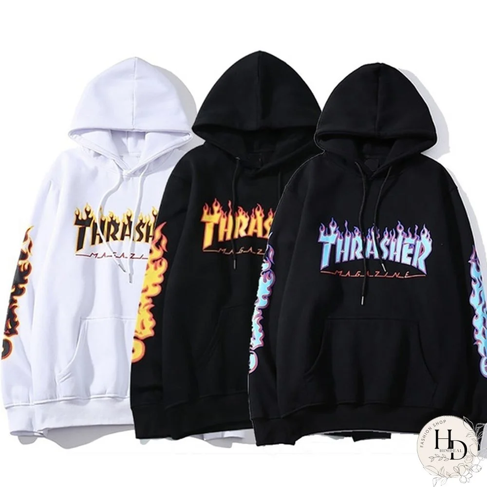 Hot Popular Men Women Hoodies Fashion Thrasher Print Couple Pullovers