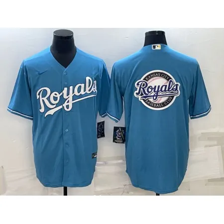Men's Kansas City Royals Light Blue Team Big Logo Cool Base Stitched Jersey