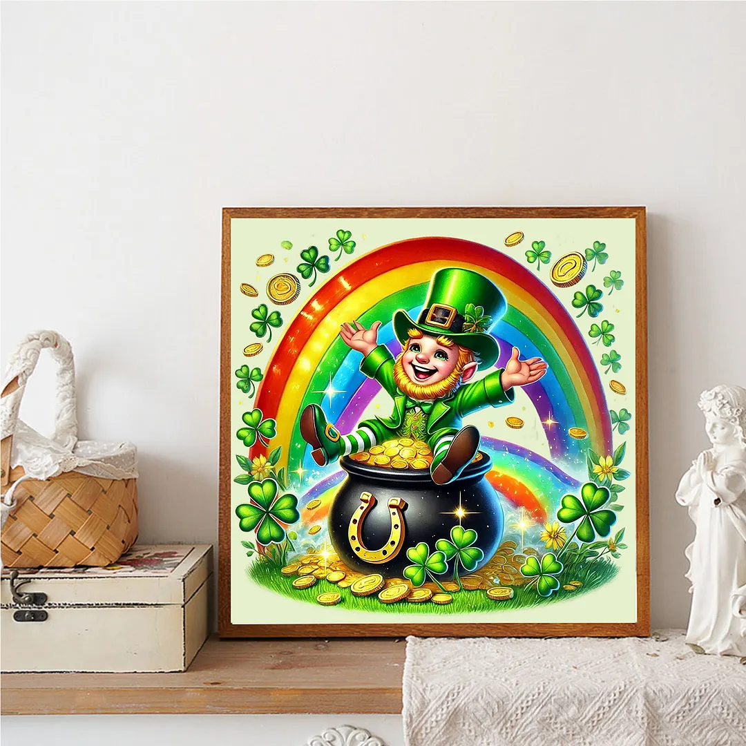 St Patricks Day Full DIY 5D Round Drill Diamond Art Kits for Home Wall Decor 40x40cm