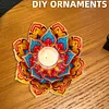 Peinture en diamant en 5D DIY d&eacute;coration de bureau en acrylique, bougeoirs fleurs, brise-lumi&egrave;re, d&eacute;coration de bureau maison artisanale pour adultes d&eacute;butants (Orange Lotus)