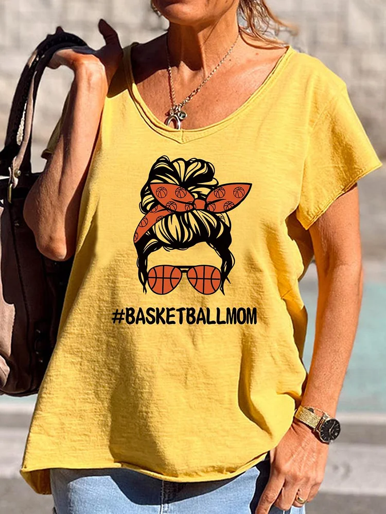 Basketball mom V Neck T-shirt-Annaletters