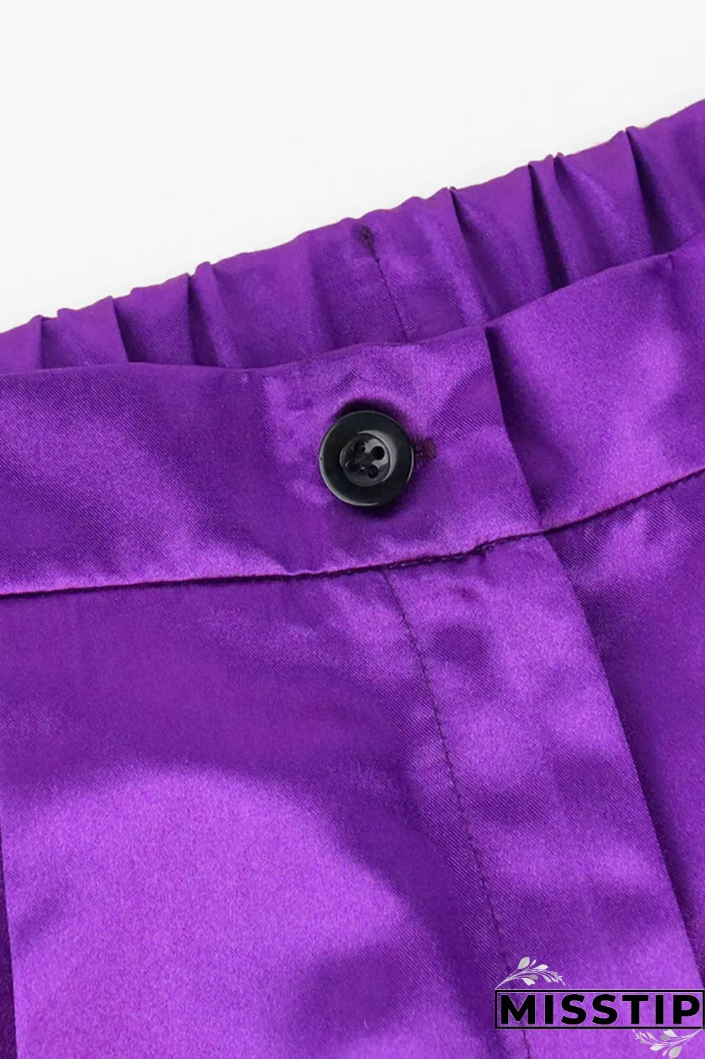 Purple Casual Solid Patchwork Flounce Off the Shoulder Half Sleeve Two Pieces