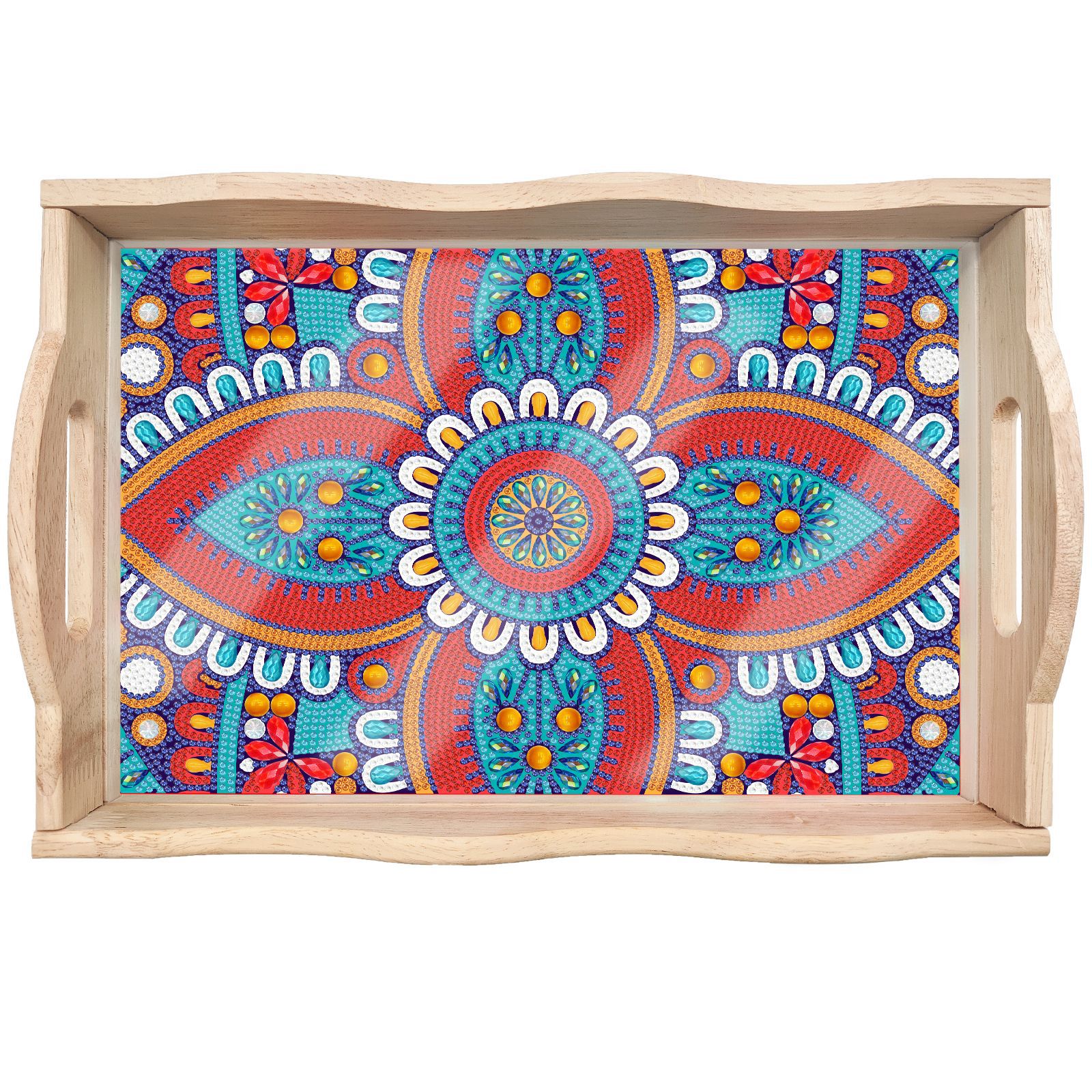Diamond painting DIY plate wholesale, handmade diamond painting tray, cross-border popular new product, oak placemat