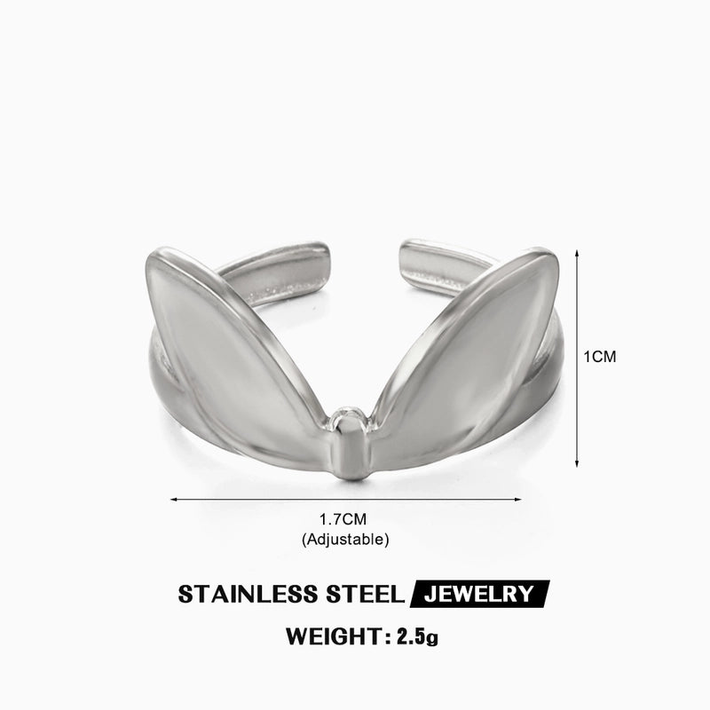 304 Stainless Steel 18K Gold Plated IG Style Plating Heart Shape Butterfly Open Rings