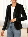 Elegant Women's Blazer - Solid Color, Long Sleeve, Open Front with Single Button - Machine Washable Polyester & Elastane Blend for Fall/Winter