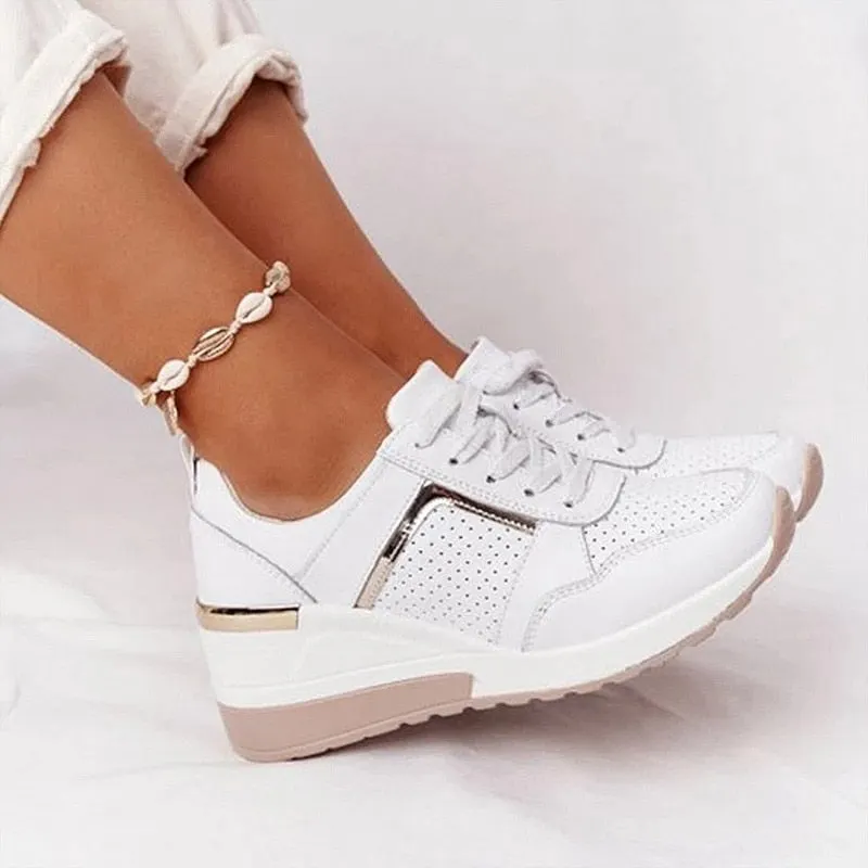 Summer Thick Bottom Sneakers For Women Wedge Sneakers Breathable Light Weight Sequined Shake Vulcanized Shoes Fashion Girls 2021