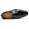 Handmade Mens Black Monk Strap Leather Business Dress Shoes