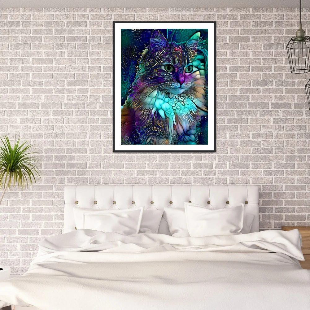 Diamond Painting - Full Round Drill - Multicolor Cat(30*40cm)