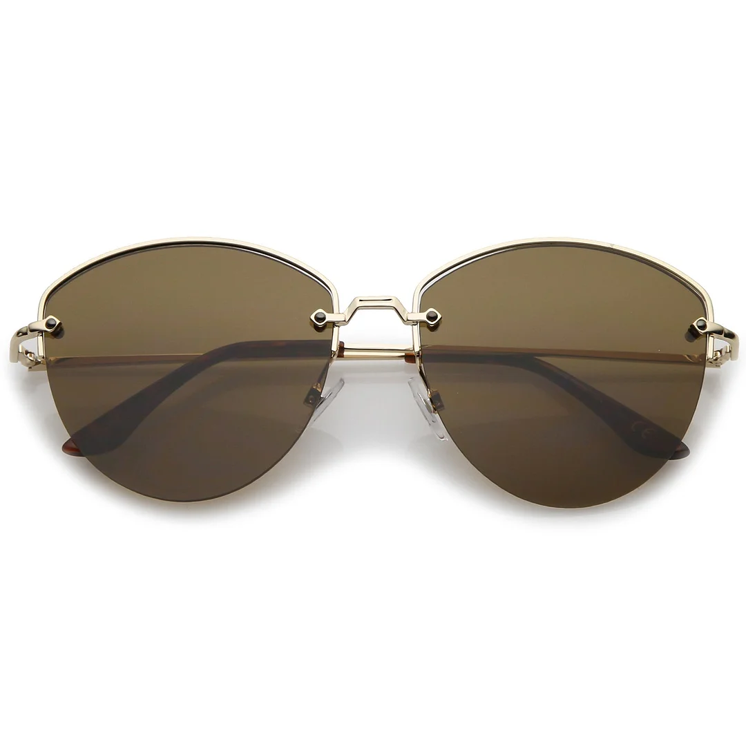 Modern Metal Nose Bridge Flat Lens Semi-Rimless glasses 60mm