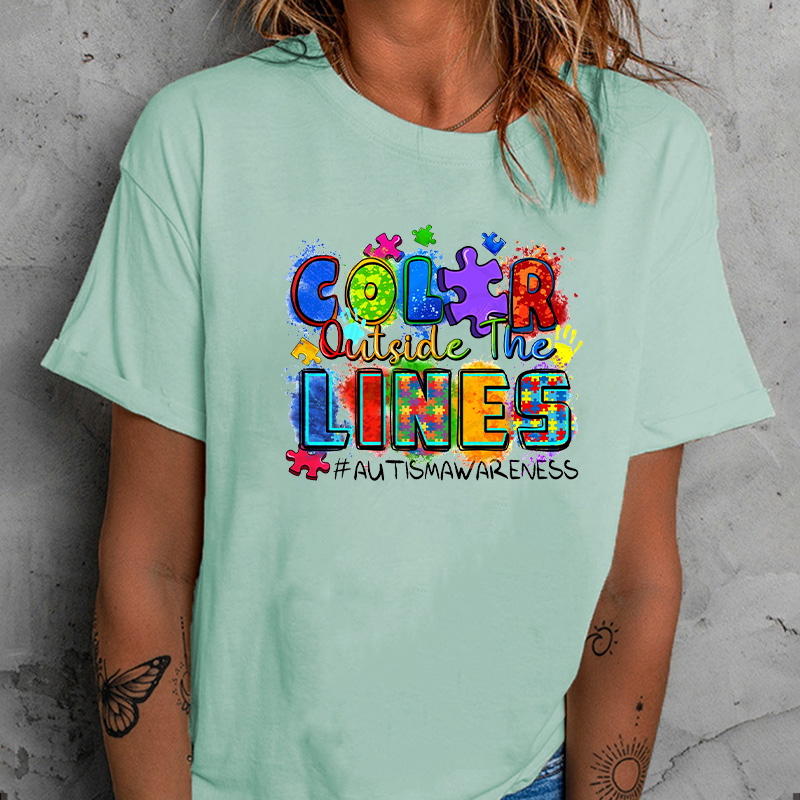Color outside the lines Autism Awareness T-Shirt ctolen