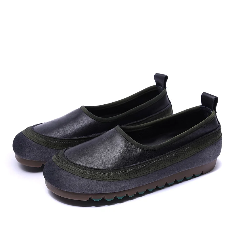 Yyvonne Layer Of Cowhedry Hand-Made Soft-Soled Single Shoes Four Seasons Of New Sen Tethered Lazy Shoes Leather Flat Women's Shoes