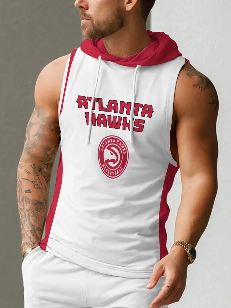 Atlanta Hawks Men's Casual Comfy Sleeveless Hooded Tank Top