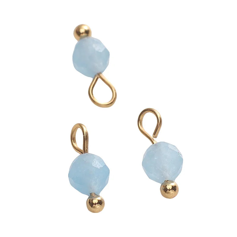 5 PCS/Package Diameter 3mm Diameter 4mm Hole 1~1.9mm Alloy Natural Stone Geometric Pendant Jewelry Accessories