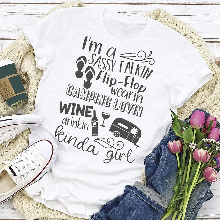 Camping Wine Drinking  T-shirt Tee -02660