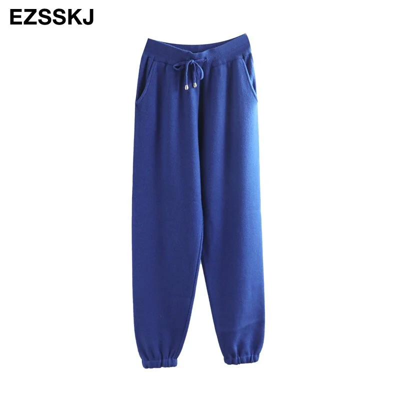 Tracksuit Women Elastic Waist Drawstring Trousers Thick Track warm sweater Pants Autumn Winter Sport swear Women'S Pants New