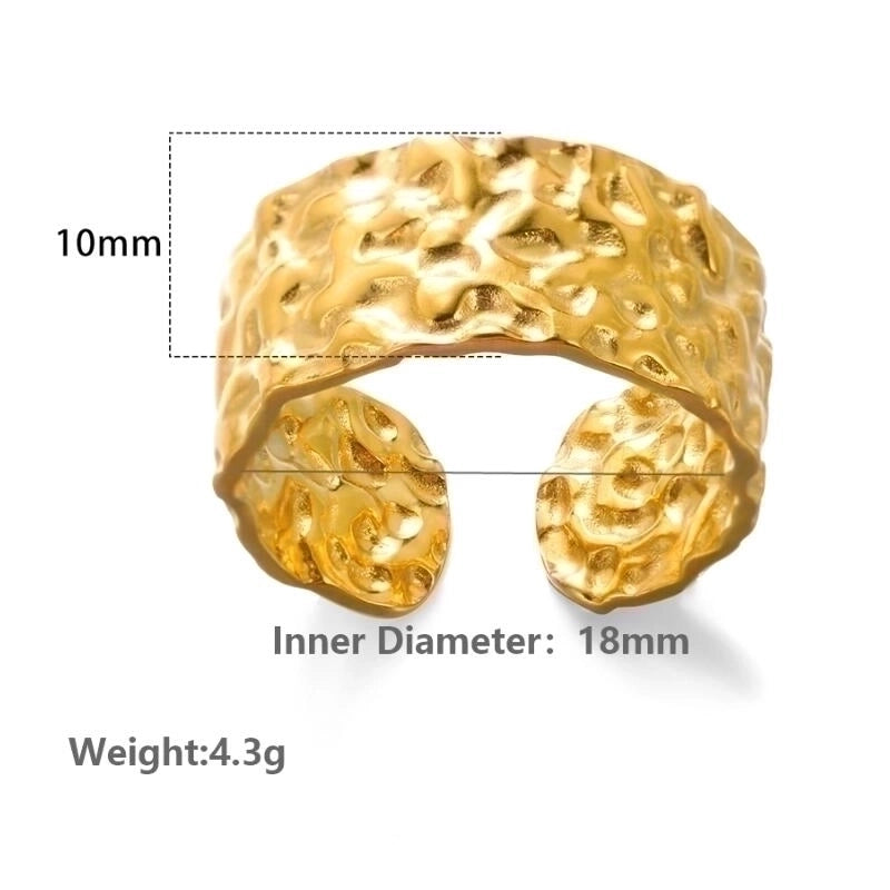 2 Pieces Vintage Style Exaggerated Minimalist Solid Color Stainless Steel Metal 18k Gold Plated Open Rings3
