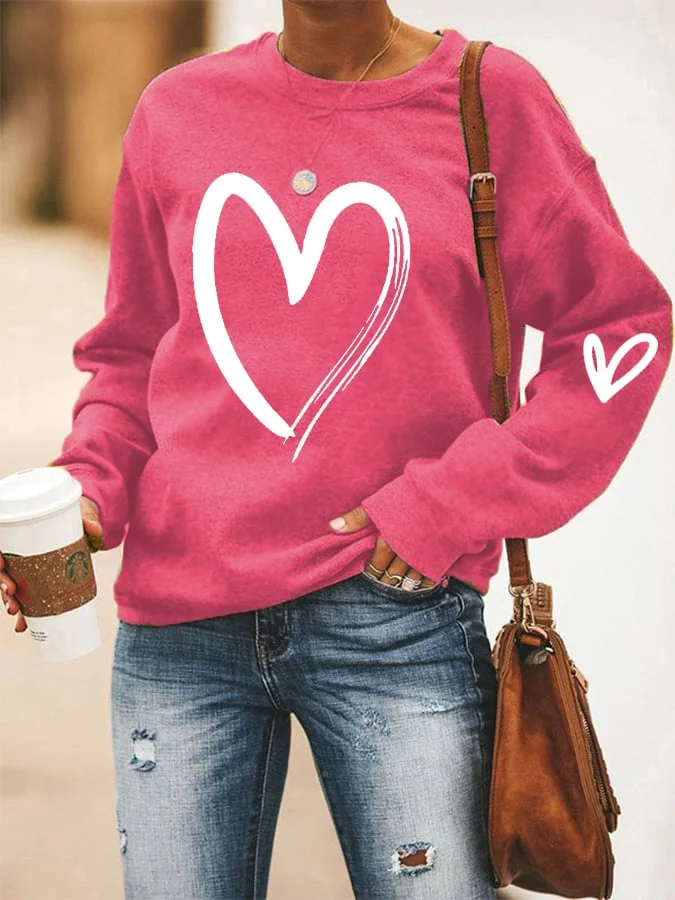 Women's Valentine's Day Love Heart Casual Sweatshirt