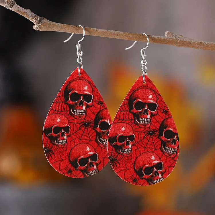 Women's Halloween Spooky Skull PU Earrings