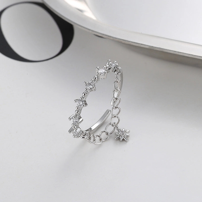 Minimalist Star Copper Inlay Zircon Charm Ring