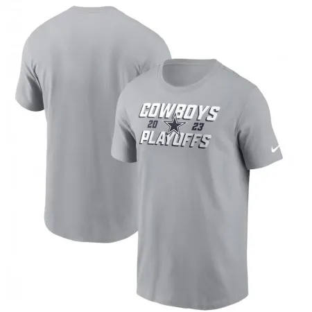 Men's Dallas Cowboys Gray 2023 NFL Playoffs Iconic T-Shirt