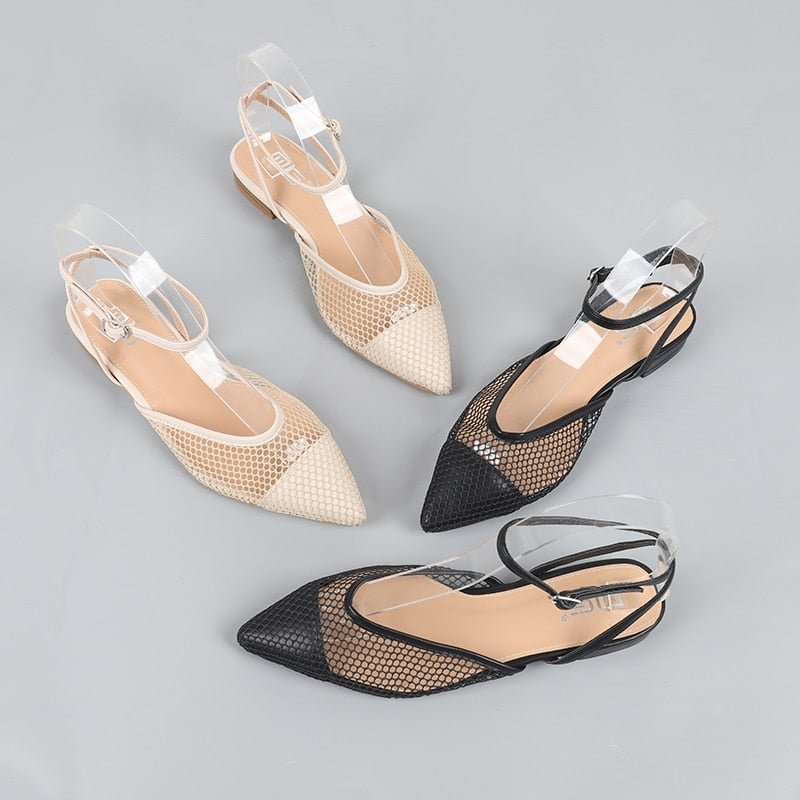 European and American casual pointed toe flat hollow breathable mesh hollow fashion flat heel women sandals