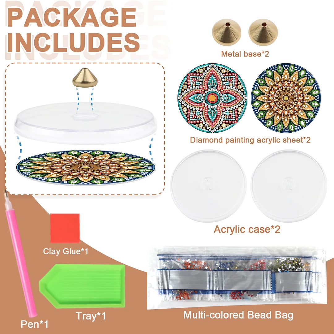 4pcs DIY Diamond Painting Incense Tray Incense Burner Stick Holder (Mandala)